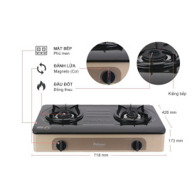 Bếp gas Paloma mặt trước mầu đồng PA-V72EG Bếp gas Paloma mặt trước mầu đồng PA-V72EG