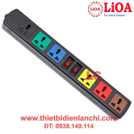 Ổ cắm kéo dài 6S LiOA 6S3 dây 3m x 2 (Đen)